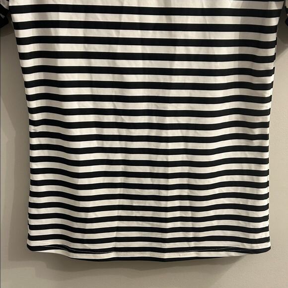 Dainty Jewells Women’s Black White Striped Modest Ruffle Swim Top Size Small - Picture 4 of 8